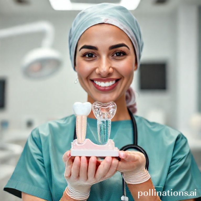 الدكتورة ريم شهاب تشرح نموذج زراعة الأسنان في عيادتها بالرياض