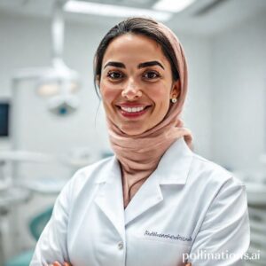 دكتورة ريم شهاب تبتسم بثقة في عيادتها الحديثة