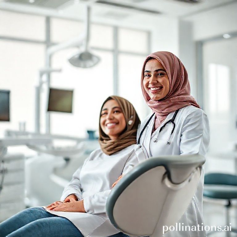 الدكتورة ريم شهاب تستقبل مريضة بابتسامة في عيادتها الحديثة بالرياض، مع إظهار أحدث الأجهزة الطبية.