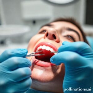 طبيبة أسنان د. ريم شهاب تقوم بوضع حشوة لسن مريض في عيادتها المتطورة.