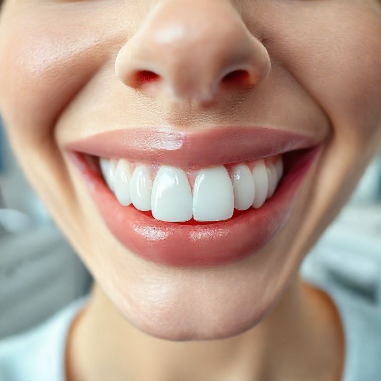 صورة مقربة للثة صحية وأسنان نظيفة تبرز أهمية العناية بالفم.