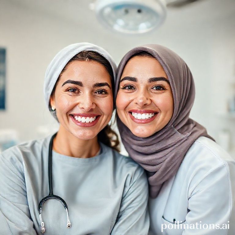 دكتورة ريم شهاب تبتسم بجانب مريضتها السعيدة بعد تركيب عدسات الأسنان (الفينير).