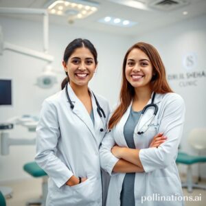 د. ريم شهاب تستقبل مريضة في عيادتها الحديثة لتقويم الأسنان في السعودية.