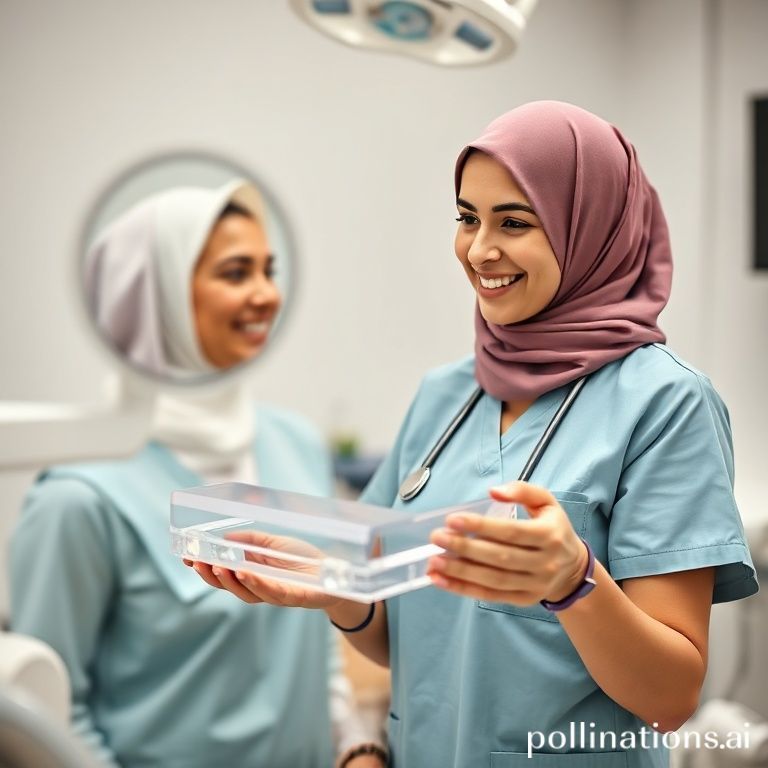 دكتورة ريم شهاب تشرح للمريضة عن التقويم الشفاف السريع في عيادتها بالرياض