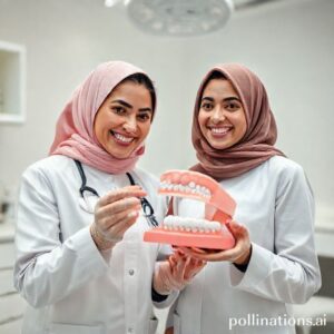 الدكتورة ريم شهاب تشرح مراحل تقويم الأسنان لمريضة في عيادتها بالرياض