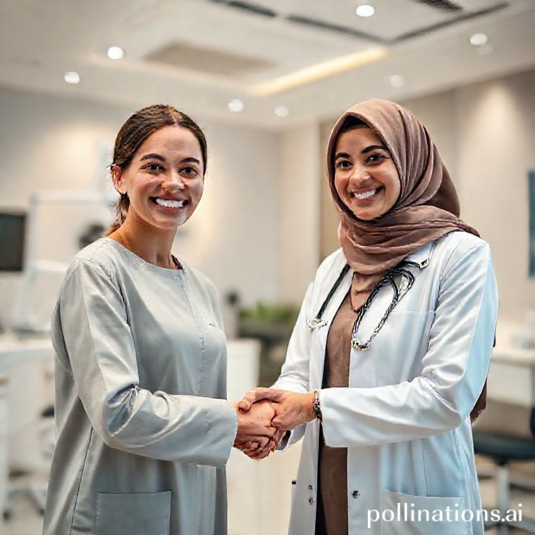 د. ريم شهاب تتحدث مع مريضة سعيدة في عيادة أسنان حديثة بجدة بعد نجاح علاج تقويم الأسنان