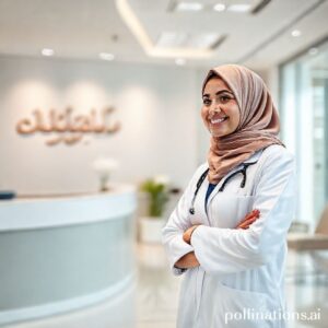 دكتورة أسنان سعودية ترحب بمريض في عيادة أسنان حديثة في جدة، تعكس الثقة والرعاية.