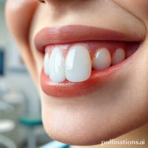 صورة مقربة لتركيب سن صناعي يبدو طبيعياً جداً ومندمجاً بشكل مثالي مع الأسنان الأخرى، داخل عيادة د. ريم شهاب الحديثة.