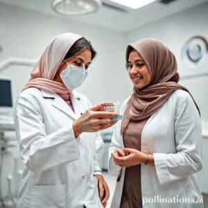 دكتورة ريم شهاب تشرح كيفية حماية الأسنان من التآكل لمريضة في عيادتها بالرياض.