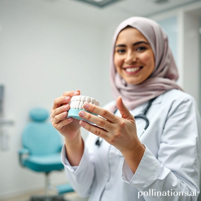 د. ريم شهاب تشرح للمريضة كيفية العناية بالأسنان بعد التبييض في عيادتها بالرياض