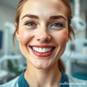 ابتسامة صحية وناصعة البياض بعد تبييض أسنان آمن وفعال تحت إشراف طبيب أسنان.