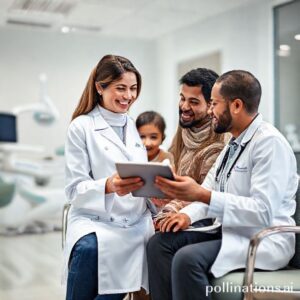 دكتورة ريم شهاب تشرح خطة علاج الأسنان لمريض في عيادتها الحديثة بالرياض، مع التركيز على الجودة والرعاية الفائقة.