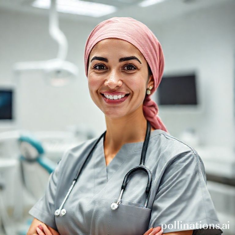 صورة د. ريم شهاب، طبيبة أسنان سعودية، تبتسم بثقة في عيادتها الحديثة لطب الأسنان في القنفذة.