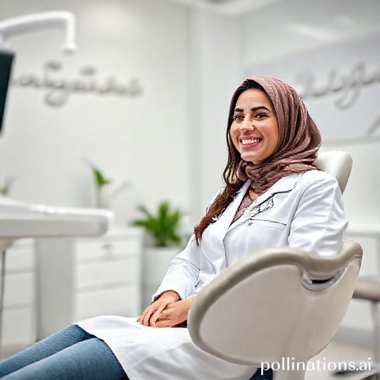 د. ريم شهاب تبتسم لعميل مرتاح في عيادتها الحديثة بالقنفذة، مما يعكس الجودة والراحة في الرعاية السنية.