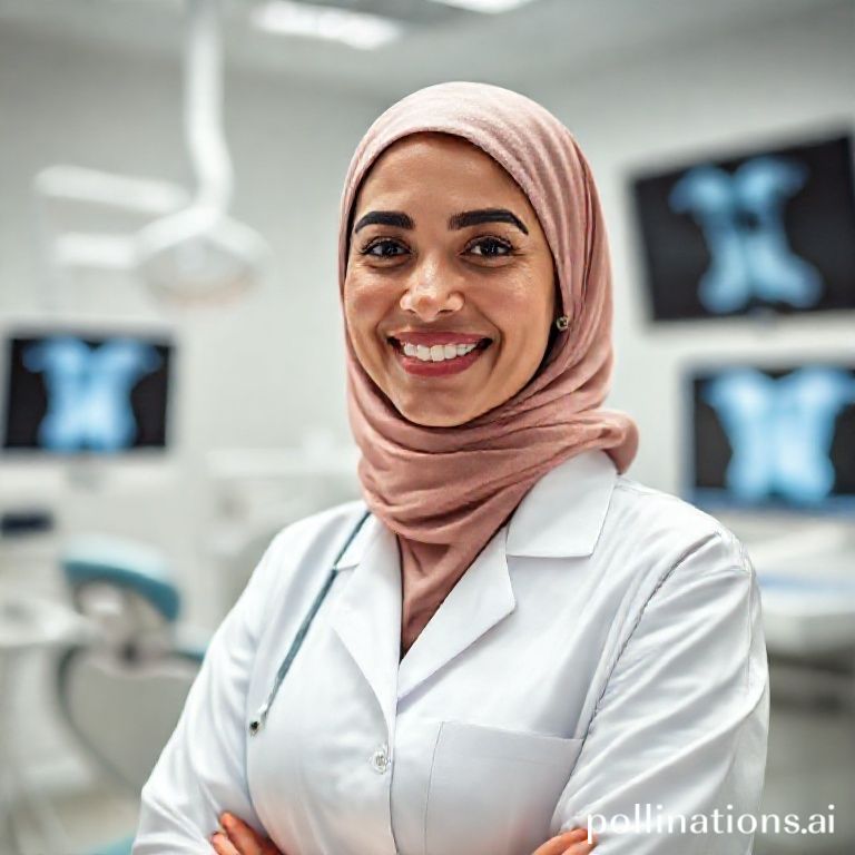 صورة احترافية للدكتورة ريم شهاب، أخصائية أسنان سعودية، تبتسم بثقة في عيادتها الحديثة والنظيفة.