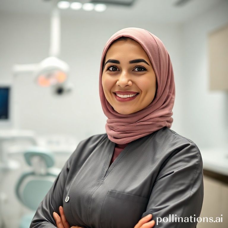 الدكتورة ريم شهاب في عيادتها المتطورة، تبتسم بثقة وهي تستعرض جودة الخدمات المقدمة في زراعة الأسنان.