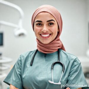 صورة احترافية للدكتورة ريم شهاب، دكتورة أسنان سعودية بابتسامة واثقة وودودة، في عيادتها الحديثة بالقنفذة.