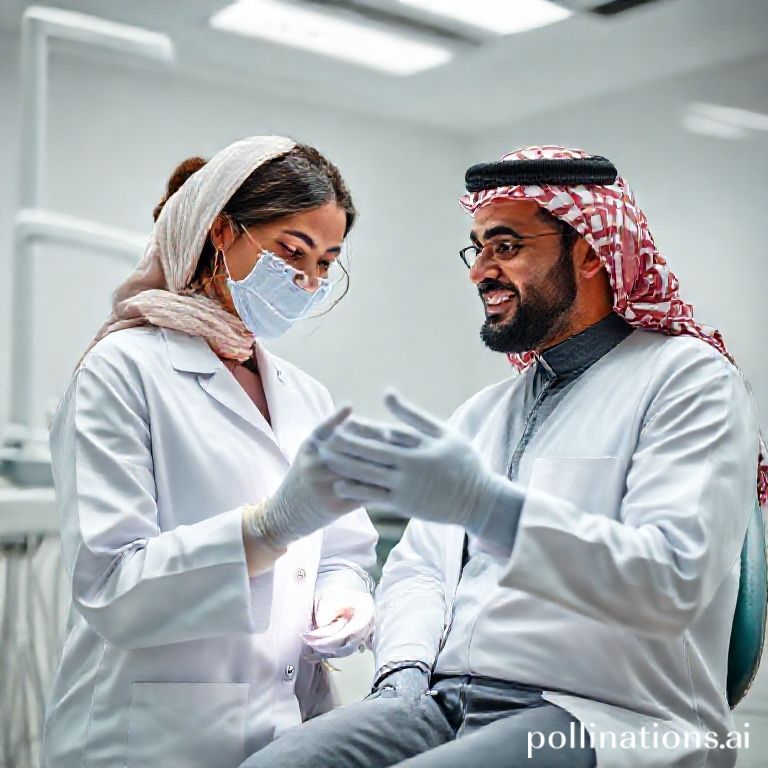 دكتورة أسنان تشرح خطة علاج لقلع الأسنان لمريض في عيادة حديثة بالدمام