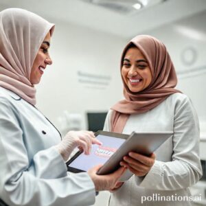 دكتورة ريم شهاب تشرح خيارات تقويم الأسنان الجمالي الآمنة لمريضة في عيادتها بالقنفذة