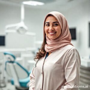 الدكتورة ريم شهاب تبتسم في عيادتها المتطورة بالقنفذة