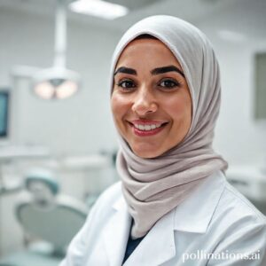 دكتورة ريم شهاب تبتسم في عيادتها لأسنان صحية وواثقة