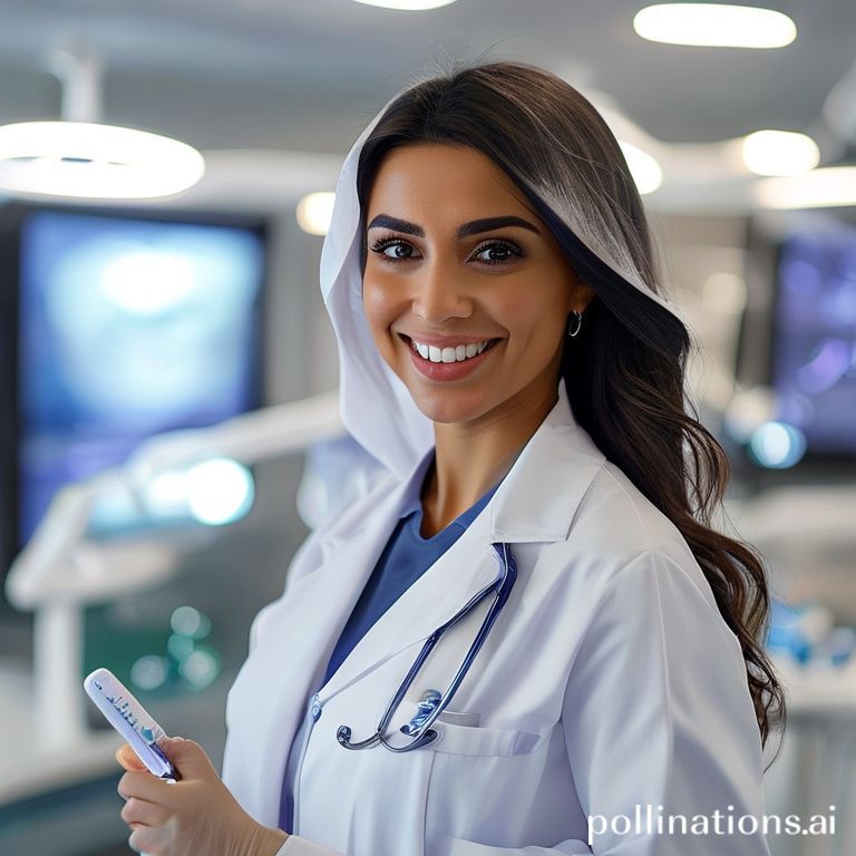 الدكتورة ريم شهاب تبتسم في عيادتها الحديثة لطب الأسنان بالقنفذة، تعكس الخبرة والثقة.